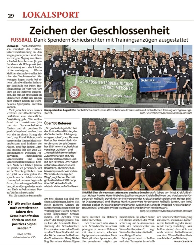 Neue Trainingsanzüge für unsere Schiedsrichter